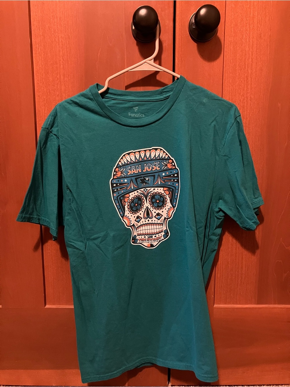 Fanatics San Jose SharksTeal Graphic Skull Men's T-Shirt OBO